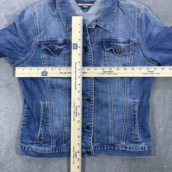 Tommy Hilfiger Womens Large Blue Button Down Denim Jean Jacket - Picture 5 of 8